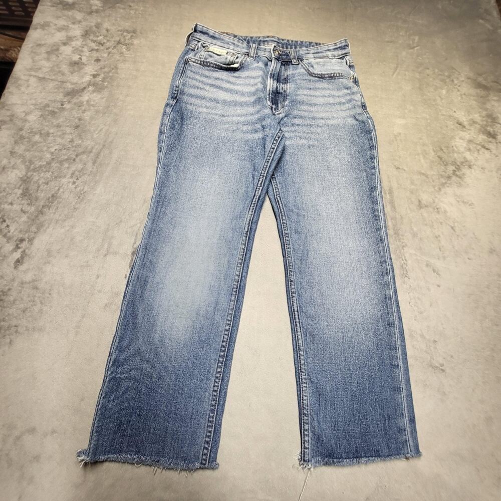 Calvin Klein Jeans Mens 29x30 Blue Slim Straight Light Wash Distressed Cut Off
